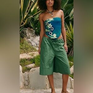 Free-est Free People Menorca Slouchy Capris Culottes Olive Green Size XS NEW